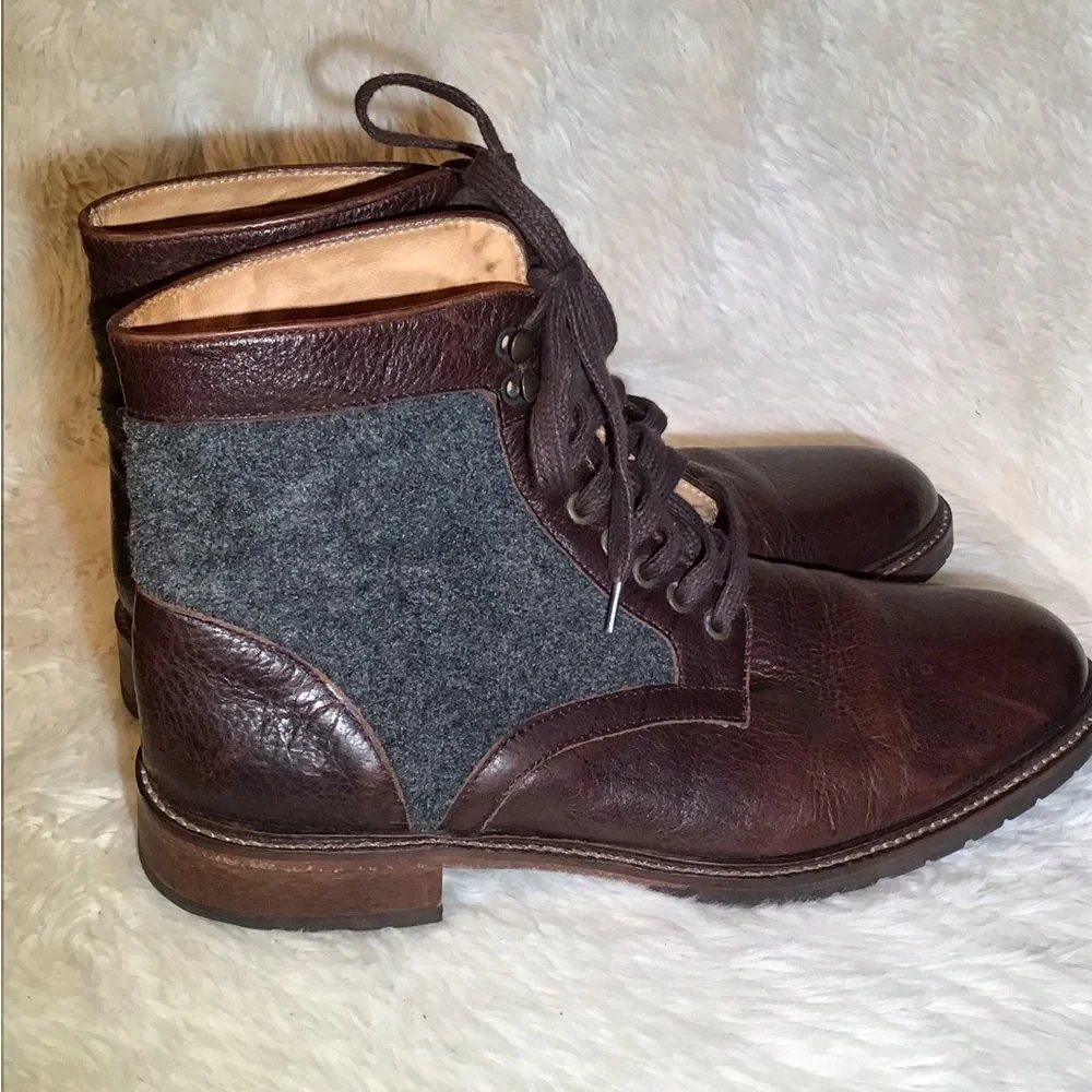 McCarren & Sons Brown leather/wool boots size 10